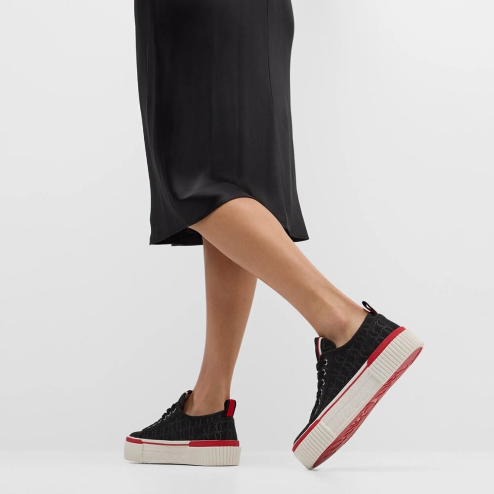Christian Louboutin SUPER PEDRO Jacquard Monogram CL Logo Platform Sneakers - Picture 4 of 16